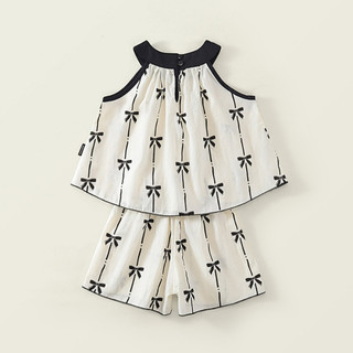 Set Bộ Bé Gái, Set Bộ Áo Yếm Kèm Quần Đùi Họa Tiết Nơ Xinh Xắn Chất Liệu Cotton Mềm