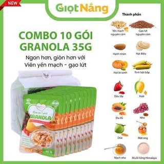 Granola Giọt Nắng gói 35gr - Ngũ cốc ăn sáng healthy ngon giòn lành mạnh, giàu chất xơ và năng lượng từ hạt và trái cây