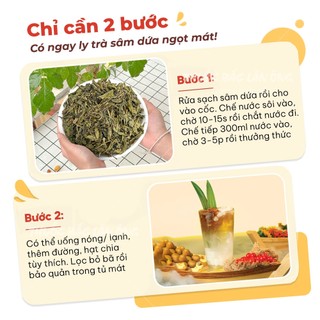 Trà sâm dứa, vị ngọt dịu, đậm vị trà, hương sâm dứa, thanh mát, giải khát, phù hợp mọi lứa tuổi