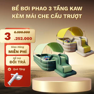 Phao bơi cho bé KAW Siêu To, có mái che nắng kèm cầu trượt chất lượng cao, giá tốt, chơi cực vui