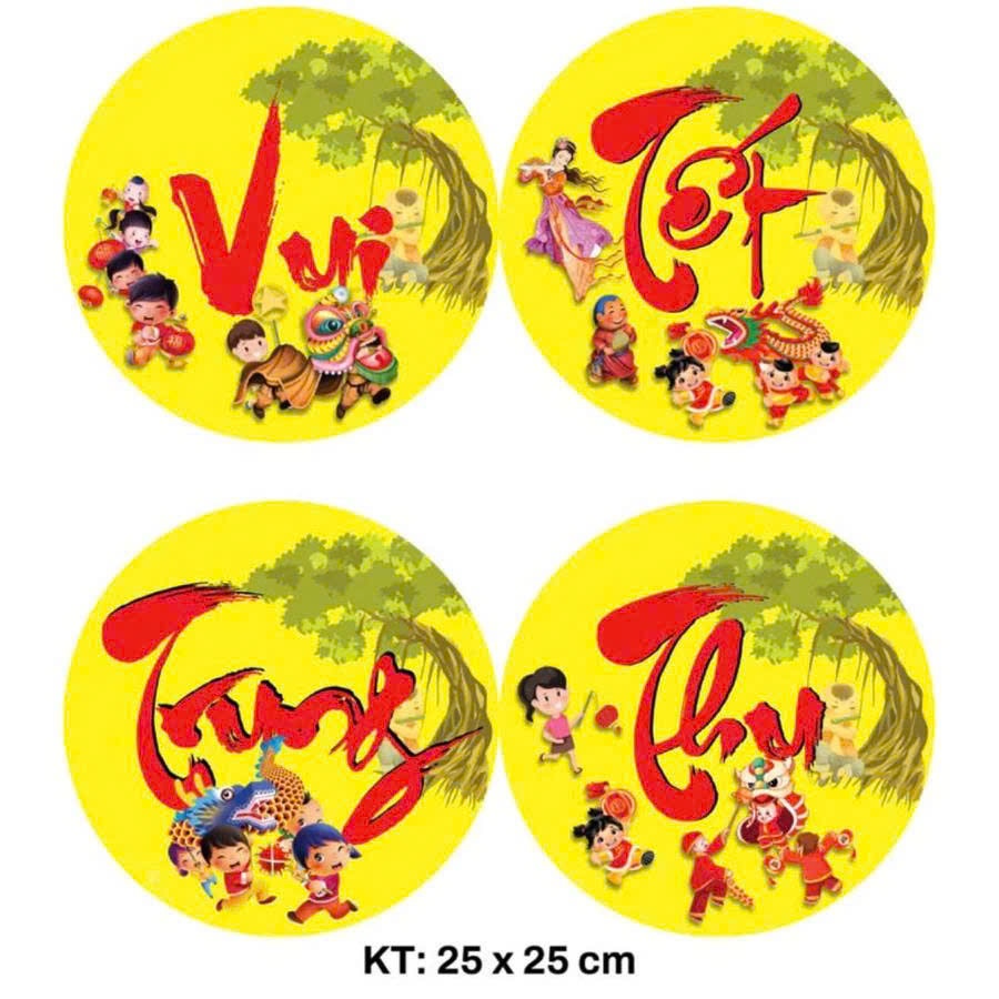 Chữ Thư Pháp Vui Tết Trung Thu, Đêm Hội Trăng Rằm trang trí, sẵn kho, rất đẹp