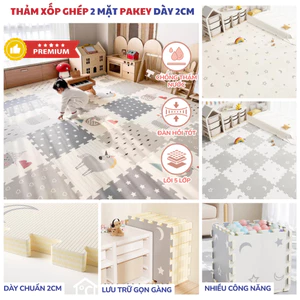 Thảm Xốp Ghép XPE Pakey Thảm Tập Bò Nằm Chơi Dày Dặn 2cm An Toàn Chống Trơn Trượt Cho Bé