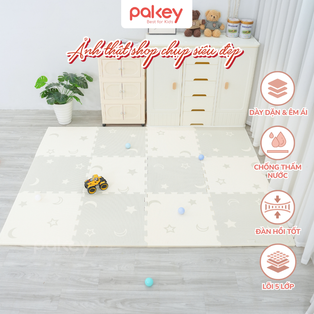 [HỎA TỐC HCM] Thảm Xốp Ghép XPE Pakey Thảm Tập Bò Nằm Chơi Dày Dặn 2cm An Toàn Chống Trơn Trượt Cho Bé