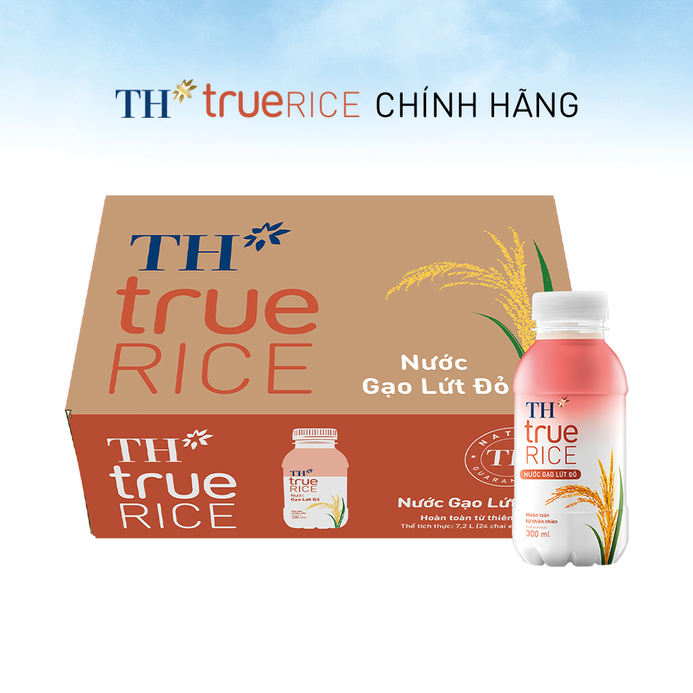 Thùng 24 Chai Nước Gạo Lứt Đỏ TH true RICE milk 300ml (24 Chai)
