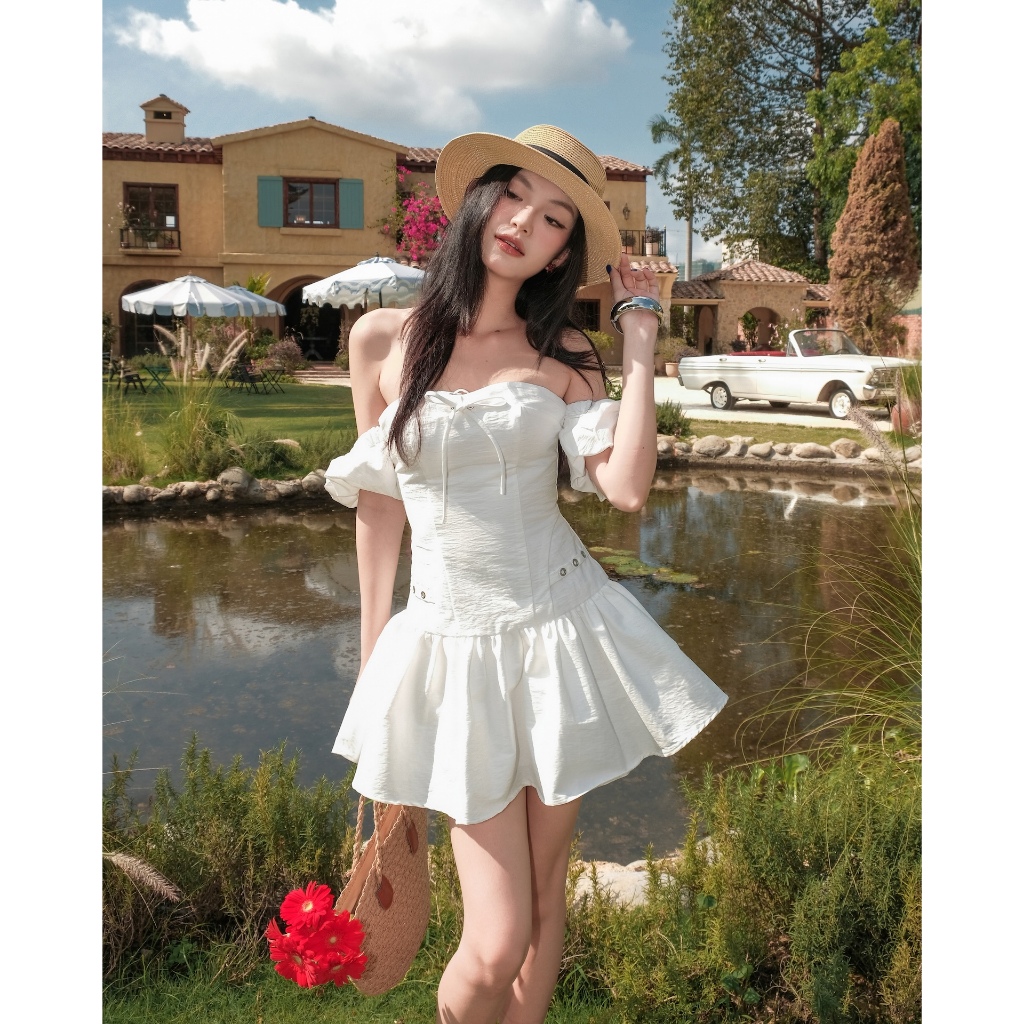 Đầm Nữ BREON DRESS Cúp Ngực Tay Phồng Trễ Vai SECODEE