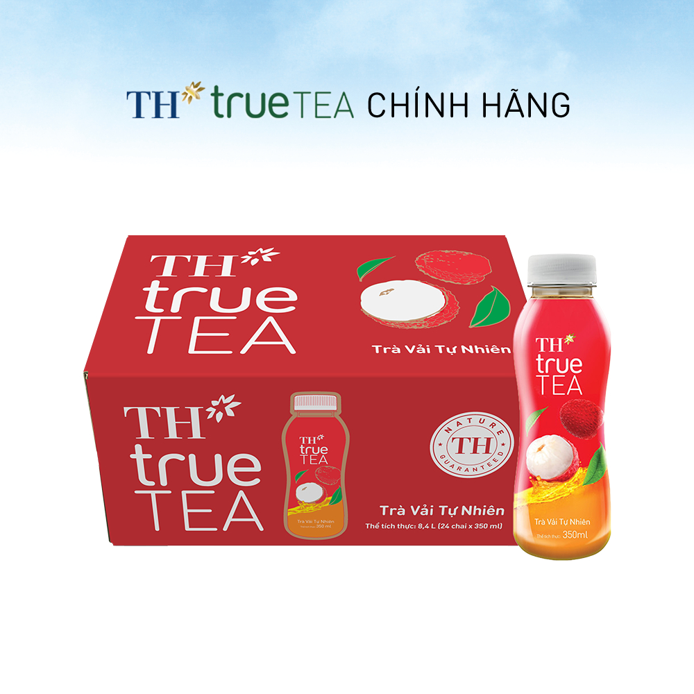 Thùng 24 chai Trà Vải Tự Nhiên TH true TEA 350ml (24 x 350ml)