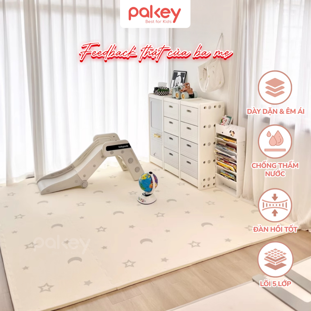 [HỎA TỐC HCM] Thảm Xốp Ghép XPE Pakey Thảm Tập Bò Nằm Chơi Dày Dặn 2cm An Toàn Chống Trơn Trượt Cho Bé