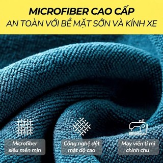 Khăn lau ô tô cao cấp sợi Superfine Fiber 650gsm thấm hút, chống trầy xước, không rụng sợi vải, kích thước 40x40cm