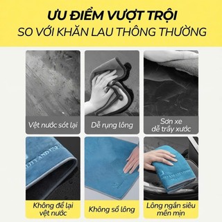 Khăn lau ô tô cao cấp sợi Superfine Fiber 650gsm thấm hút, chống trầy xước, không rụng sợi vải, kích thước 40x40cm