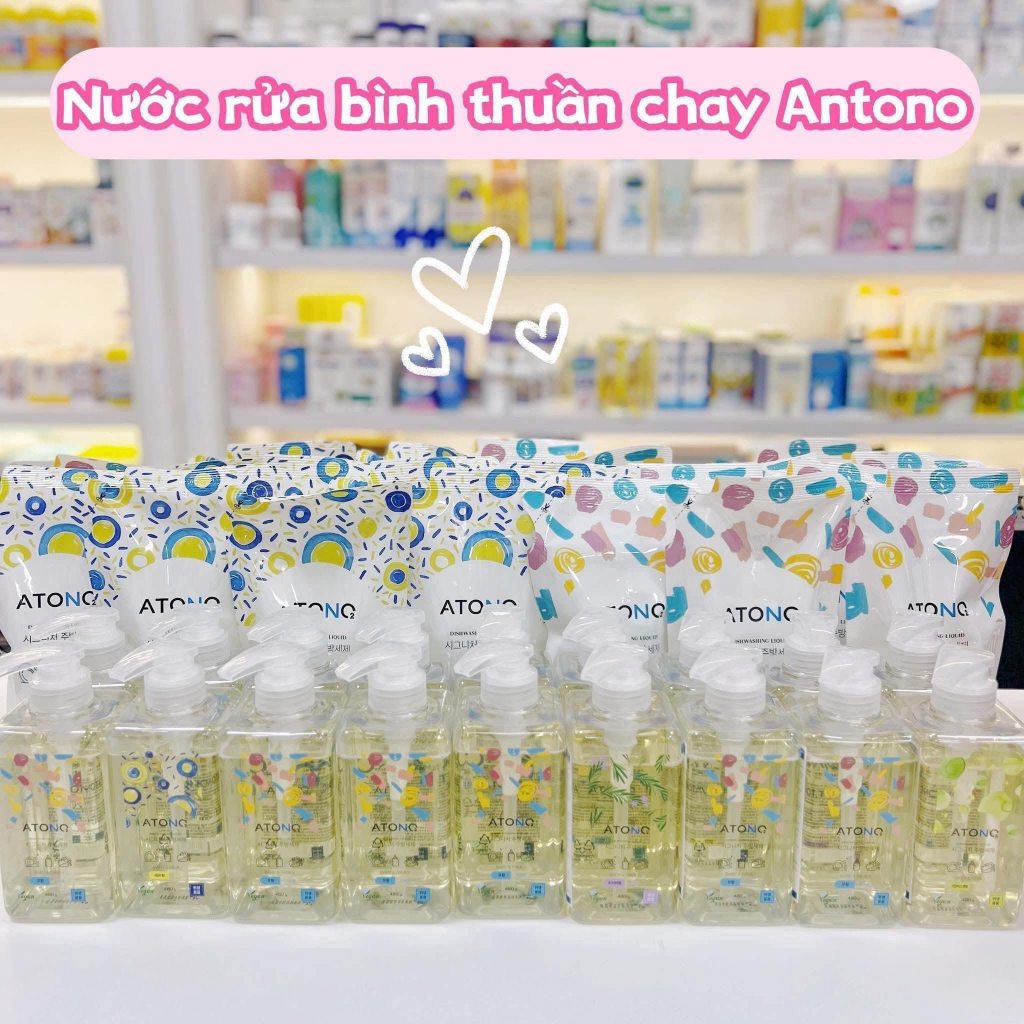 Nước rửa bình sữa Atono2 480g Hàn quốc, nước rửa bát và rau củ thuần chay, an toàn cho bé sơ sinh