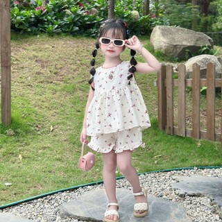 [8-26kg] Set Bộ Hè Sát Nách Chất Đũi Hàn Mềm Mát Cho Bé Gái Ở Nhà, Đi Học, Đi Chơi,....