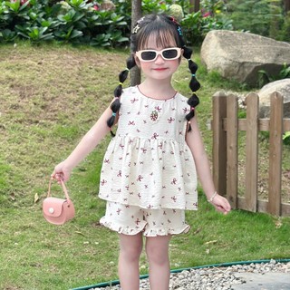 [8-26kg] Set Bộ Hè Sát Nách Chất Đũi Hàn Mềm Mát Cho Bé Gái Ở Nhà, Đi Học, Đi Chơi,....