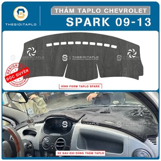 [Chevrolet Spark 2009-2013] Thảm taplo oto da Nano Blockers UV, 3D Flare, Nhung lông tuyết viền Ziczac chống cong vênh