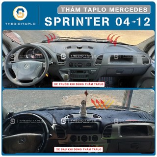 [Mercedes Sprinter 2004-2012] Thảm taplo oto da Nano Blockers UV, 3D Flare, Nhung lông tuyết viền Ziczac chống cong vê