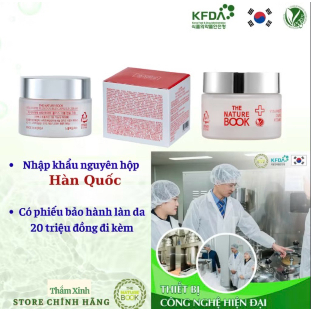 Kem Dưỡng Trắng Da, Kem Trang Điểm Vita White Nature Book Dưỡng Ẩm, Chống Lão Hoá Da Skincare 50g
