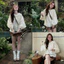 Áo ren xô hoa cổ tàu tay phồng dáng rộng Michu Babydoll