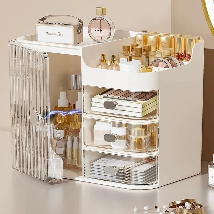 Tủ Đựng Mỹ Phẩm, Hộp Mỹ Phẩm Để Bàn Sang Trọng, Kệ Mỹ Phẩm Cao Cấp Nhiều Ngăn Chống Bụi akhai ntt95