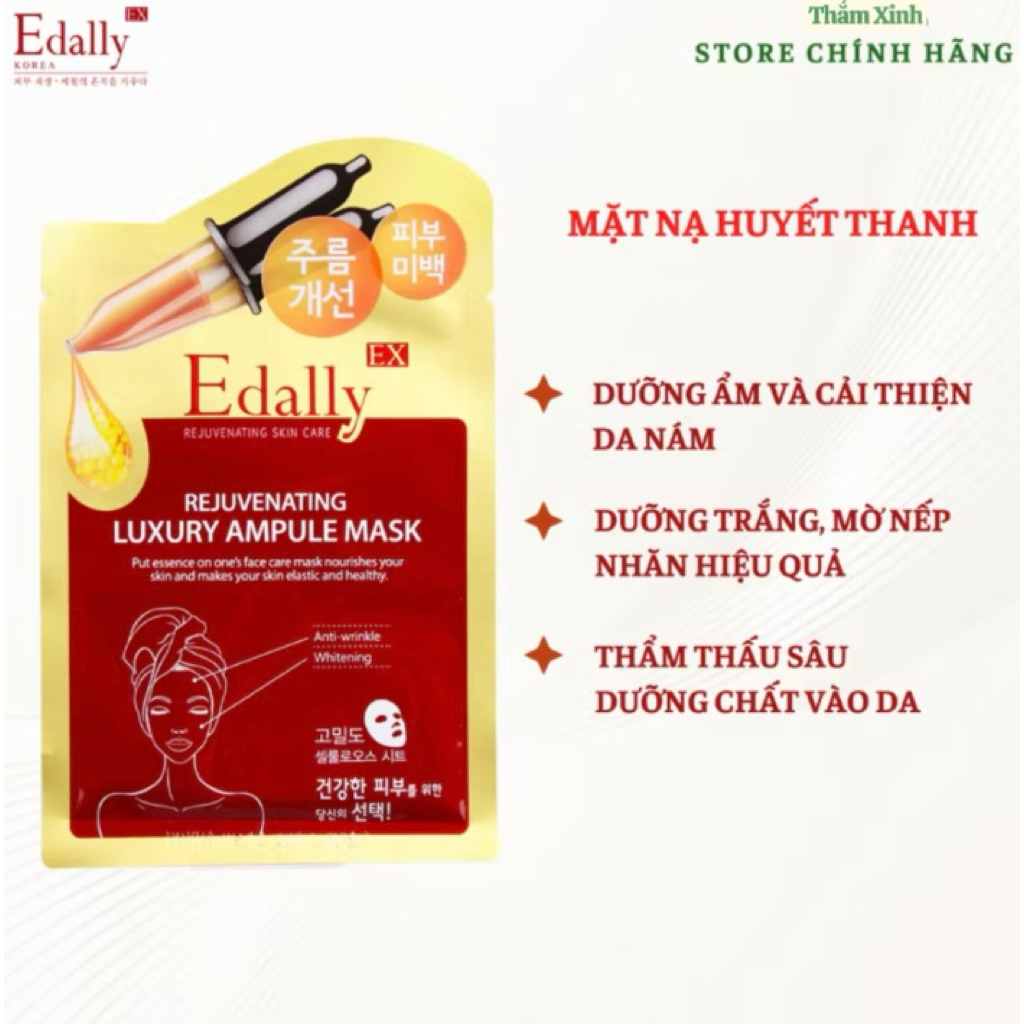 1 Miếng Mặt Nạ Huyết Thanh EDALLY EX REJUVENATING LUXURY AMPOULE MASK Trắng Da, Chống Lão Hóa, Cấp Ẩm 25ml