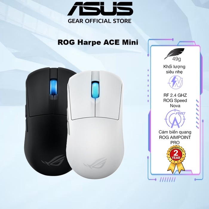 Chuột Gaming ROG Harpe Ace Mini Kết Nối Đa Năng Ba Chế Độ, Trọng Lượng Siêu Nhẹ Chỉ 49 gram