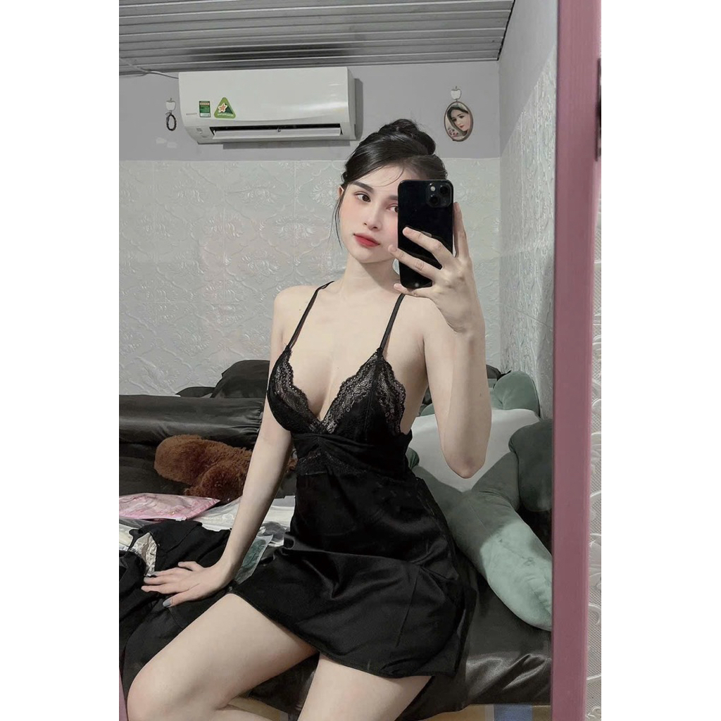 Váy Ngủ Mặc Trong Nhà SLADY, Váy ngủ sexy đồ ngủ gợi cảm lụa cao cấp hở lưng Đầm ngủ gợi cảm quyến rũ - VNS080