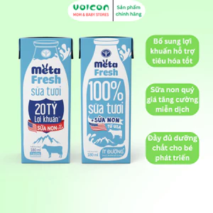 THÙNG 48 hộp Sữa Tươi Meta Fresh Nutricare Lợi Khuẩn & Sữa Non Ít Đường Hộp 110ml 180ml