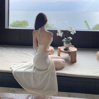 Set 3 món kết hợp đầm maxi cổ V khoét ngực xẻ tà sang chảnh