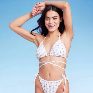Áo bơi nữ bikini tam giác buộc dây họa tiết hoa nhỏ xinh xắn hàngVNXK