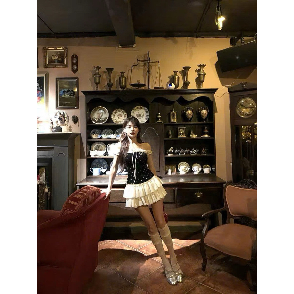 𝑺𝒔𝒖.𝑺𝒕𝒖𝒅𝒊𝒐// WGWE 8925 ÁO TRỄ VAI CHẤM BI NƠ XIU XINH
