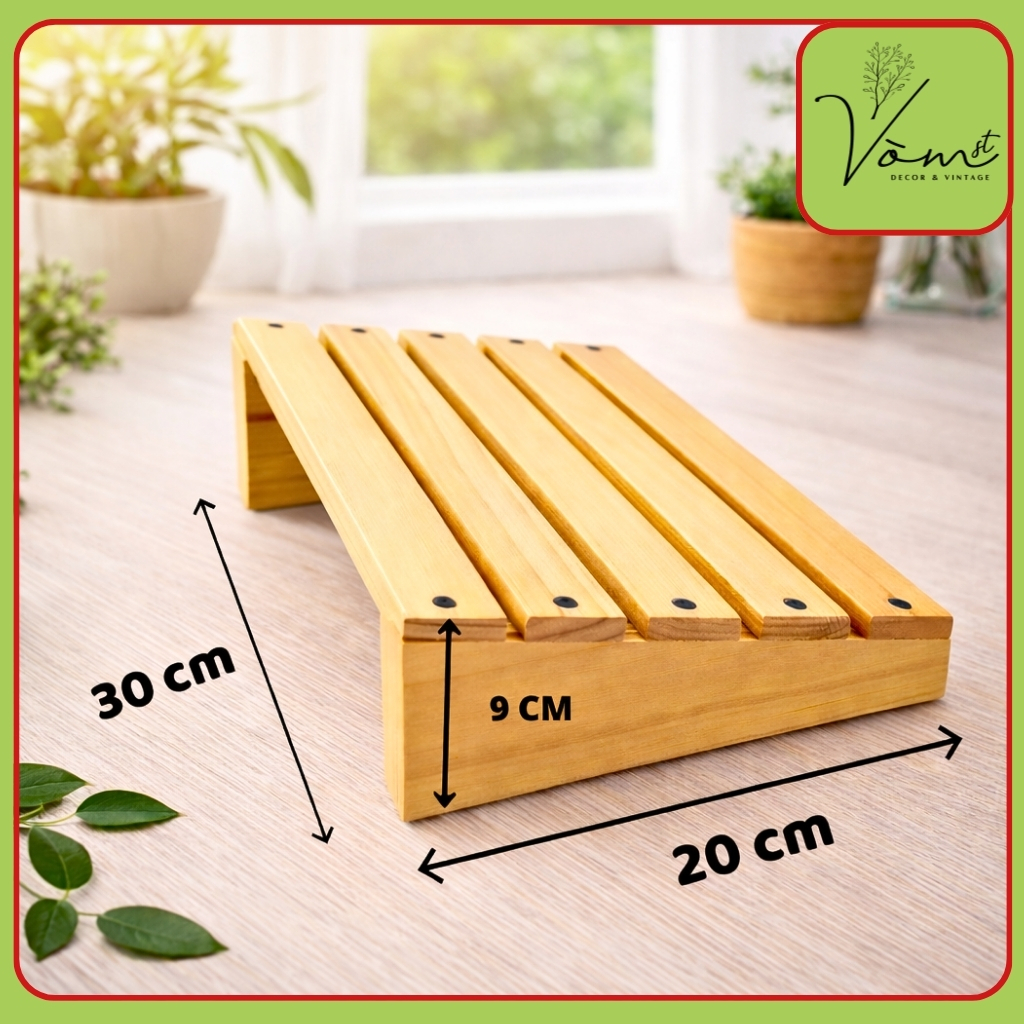 ( ComBo Giá Rẻ ) – Ghế Gỗ Kê Chân Văn Phòng & Laptop- Vòm Decor-Hỗ Trợ Tư Thế Ngồi chuẩn ERGO - Kèm Kẹp Dây Cáp Gọn Gàng