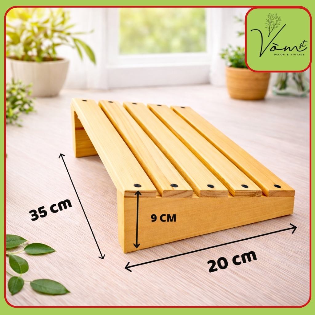 ( ComBo Giá Rẻ ) – Ghế Gỗ Kê Chân Văn Phòng & Laptop- Vòm Decor-Hỗ Trợ Tư Thế Ngồi chuẩn ERGO - Kèm Kẹp Dây Cáp Gọn Gàng