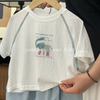 Áo thun cotton in hoạt hình voi con dễ thương cho bé