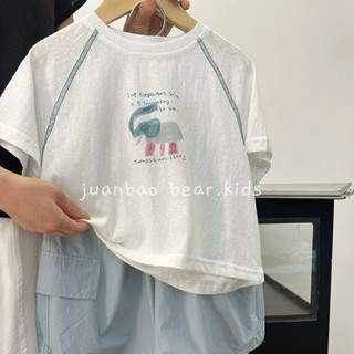 Áo thun cotton in hoạt hình voi con dễ thương cho bé