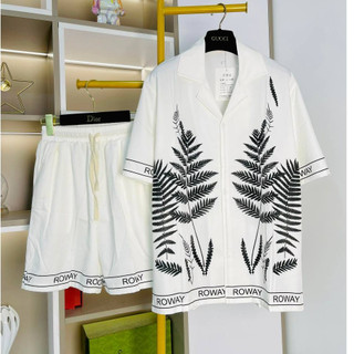 bộ đồ lụa cộc tay in họa tiết mặc ở nhà mặc đi biển siêu thoáng mát, bộ sơ mi ngắn tay dáng suông