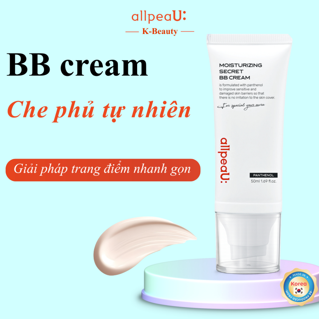 BB Cream Hàn Quốc |50ml| Mỏng Nhẹ & Tự Nhiên | Không Bí Da | Không Khô Mốc | Dưỡng Ẩm|allpeaU: