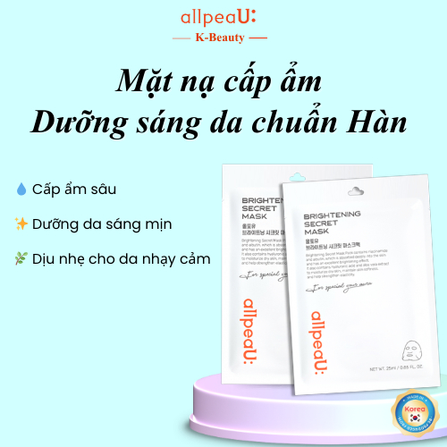 Mặt Nạ Hàn Quốc 10 Miếng |Cấp Ẩm Sâu, Phục Hồi Nhanh, Làm Sáng Da, Dịu Nhẹ Cho Da Nhạy Cảm | allpeaU