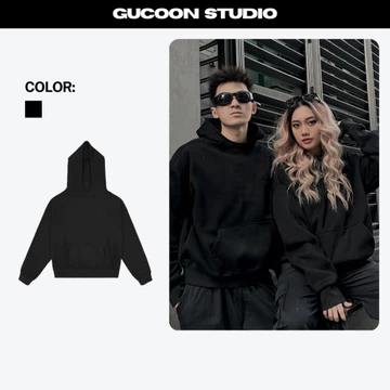 Áo Hoodie Nam Nữ GUCOON Form Boxy Crop, Áo Khoác Hoodie Nam Nữ Nỉ Bông Cotton Local Brand Màu Đen
