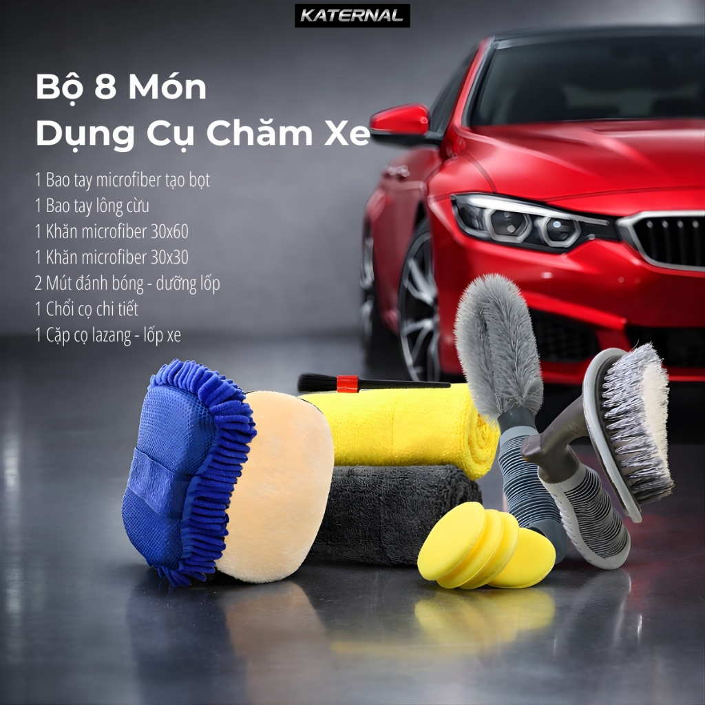 Combo 12 món chăm sóc ô tô – xe máy tại nhà | Phủ bóng sơn xe - Dưỡng lốp đen bóng