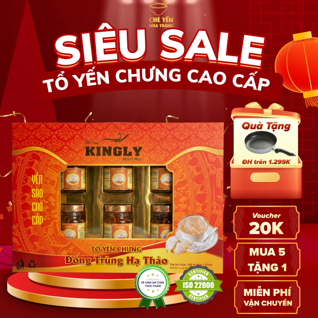 [Mua 5 Tặng 1 ]Lốc Yến Sào Cao Cấp Đông Trùng Hạ Thảo 32% Chính Hãng Chè Yến Nha Trang