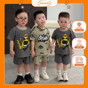 Combo 2 bộ bé trai batman, áo thun cotton form rộng phối quần short thoáng mát Moonie Kid - B03/set 2b batman