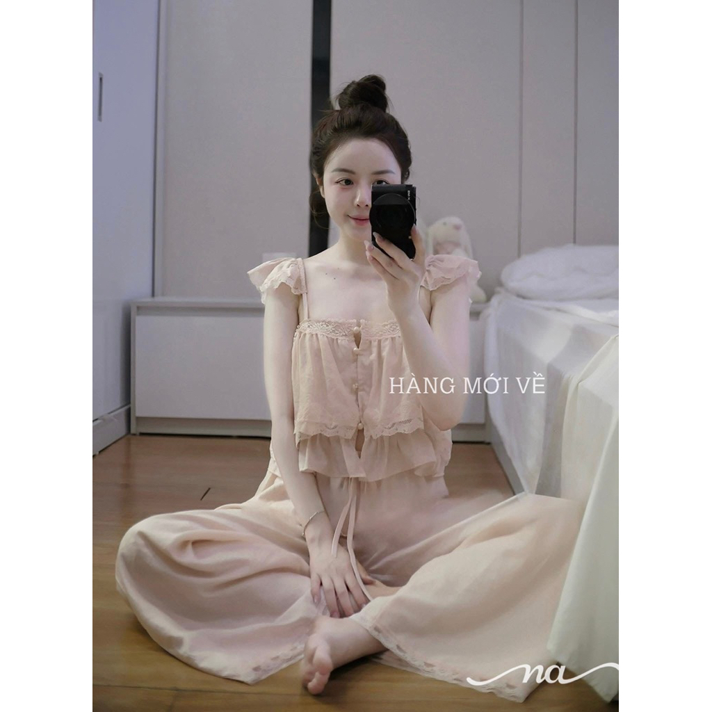 Bộ ngủ 2 dây cánh tiên phối ren tầng Mộc Miên