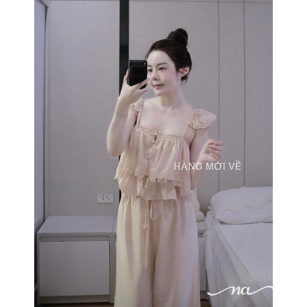 Bộ ngủ 2 dây cánh tiên phối ren tầng Mộc Miên
