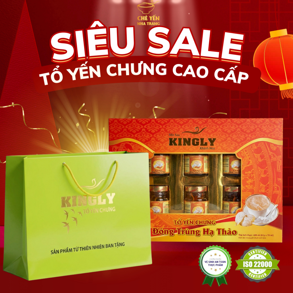 [Mua 5 Tặng 1 ]Lốc Yến Sào Cao Cấp Đông Trùng Hạ Thảo 32% Chính Hãng Chè Yến Nha Trang
