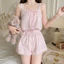 Bộ ngủ áo 2 dây thắt nơ quần viền ren