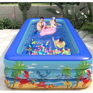 BỂ BƠI CHO BÉ, PHAO BƠI GIA ĐÌNH 2M1 3 TẦNG, 1M8 3 TÀNG, 1M5 3 TẦNG, 1M3 3 TẦNG MÀU XANH