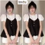 Set Yếm Chấm Bi Dáng Bí Phối Cúc Kèm Áo Tay Bồng Tiểu Thư