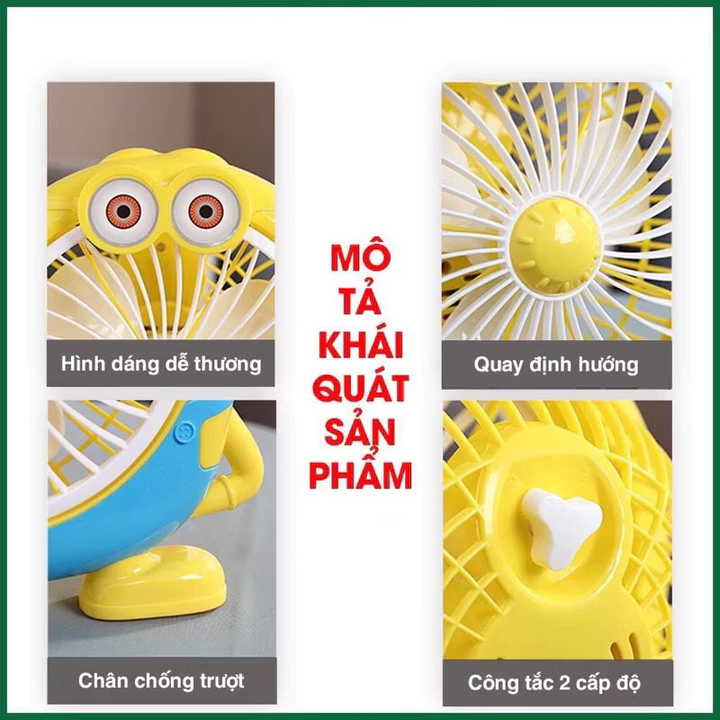 Quạt mini Hình Thú để bàn cắm điện 220v, Quạt mini cắm điện , Quạt văn phòng, quạt để bàn mini dễ thương – 2