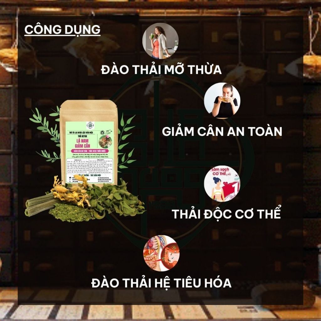 Trà giảm cân lá nam 10 vị - Bội Lan Đường - thải mỡ hủy mỡ nội tạng, giảm cân an toàn - Túi 50 lọc