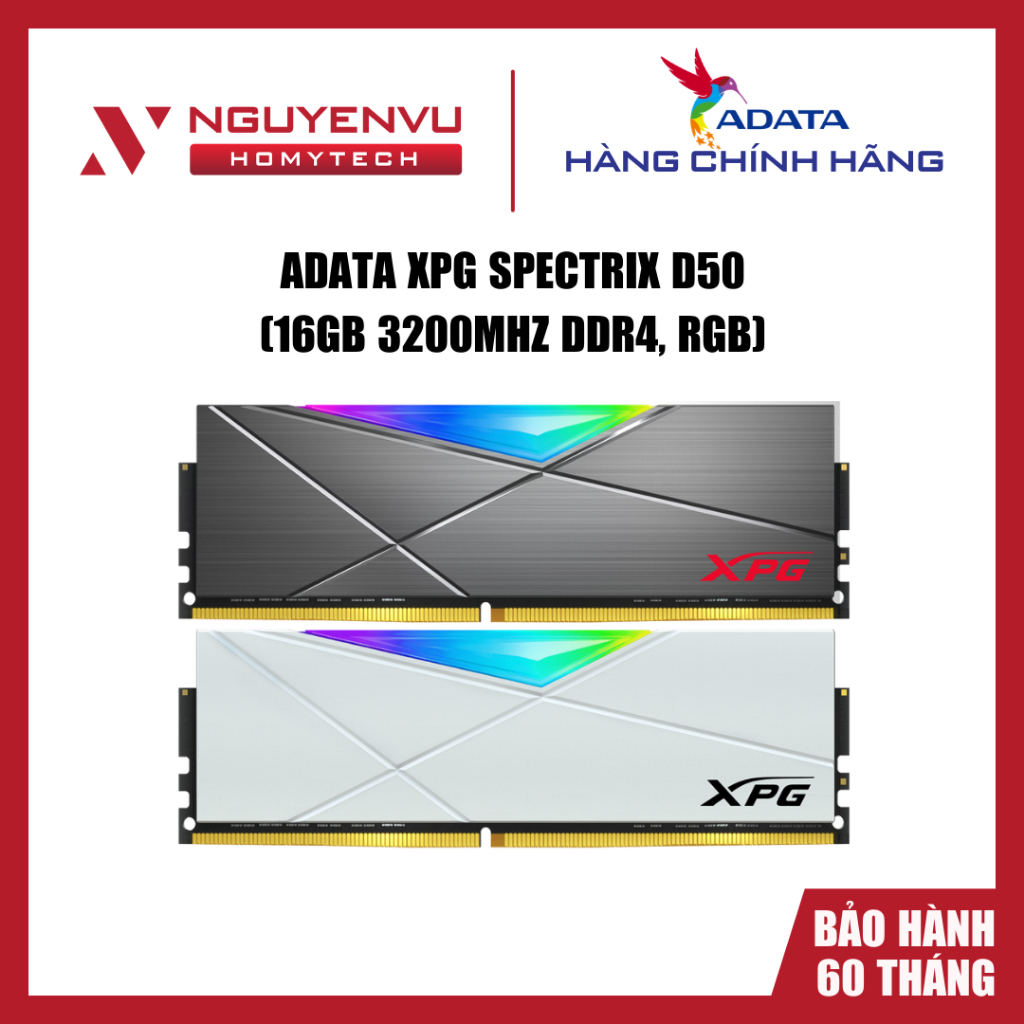 [Full VAT] RAM ADATA XPG Spectrix D50 16GB 3200MHz DDR4 - LED RGB đồng ...