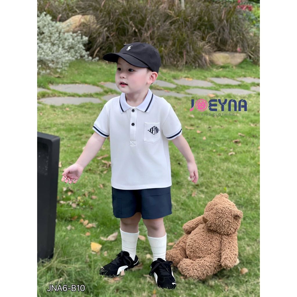 Set cộc polo Joeyna B10 phối cổ thêu chữ trắng cho bé 8-24kg