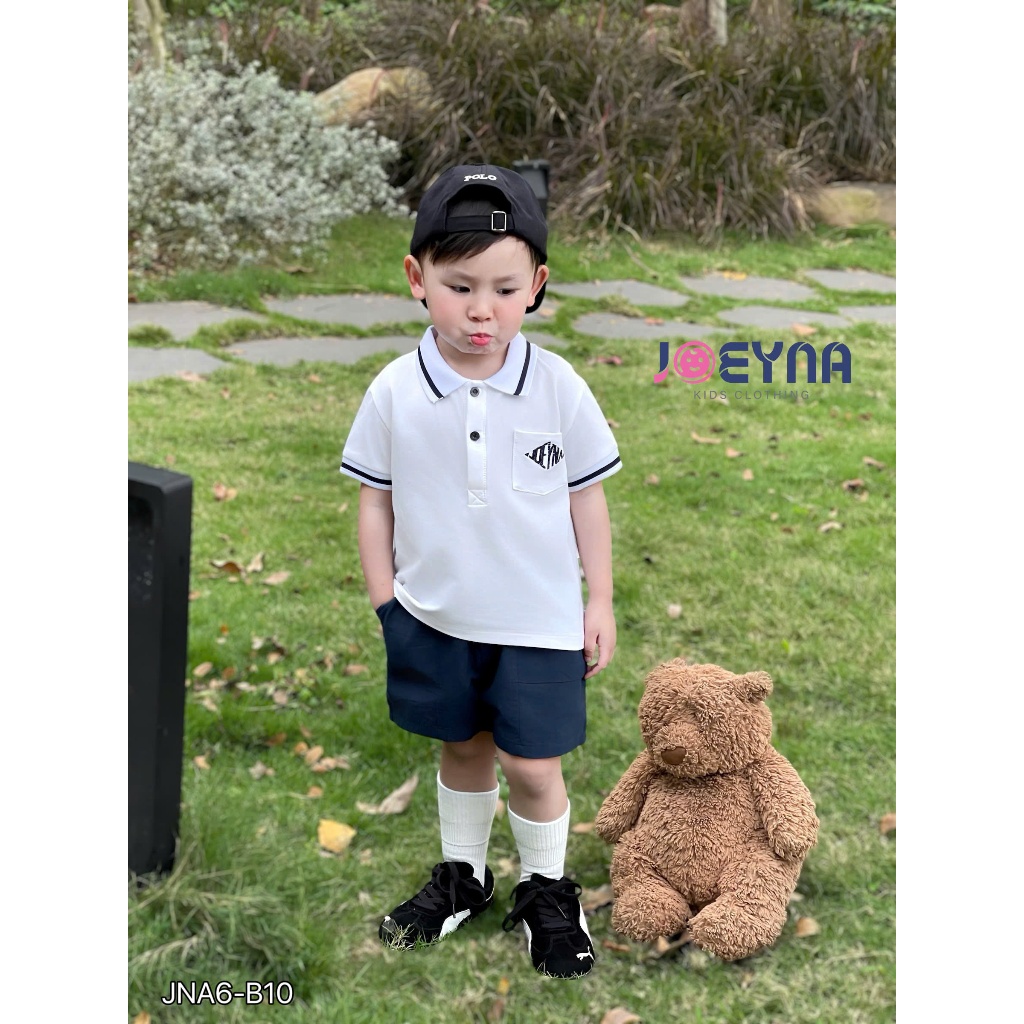 Set cộc polo Joeyna B10 phối cổ thêu chữ trắng cho bé 8-24kg